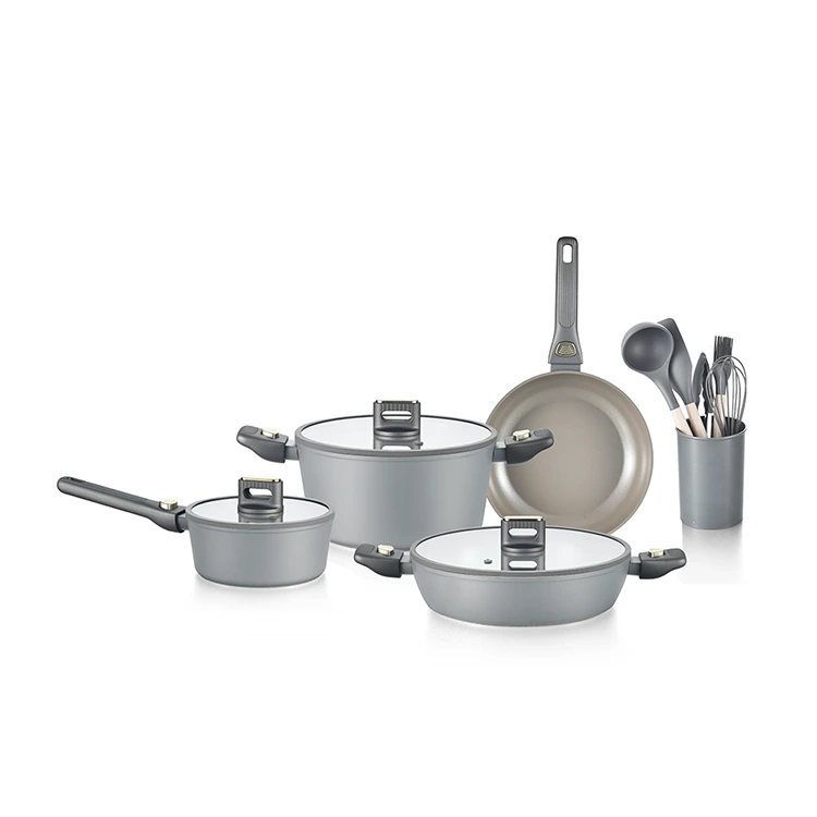 Grey Ceramic With Detachable Handle Cookware Set Grey Ceramic With Detachable Handle Cookware Set