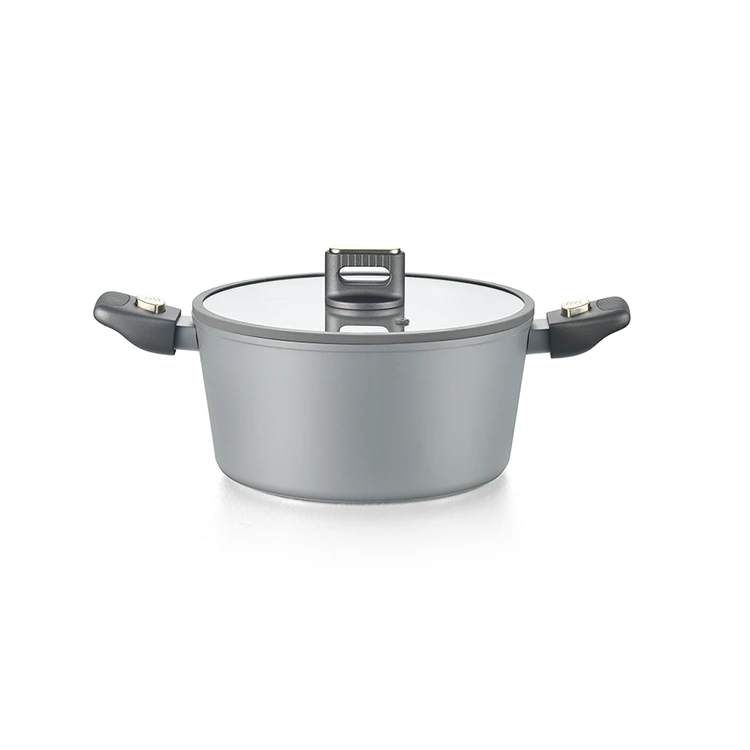 Grey Ceramic With Detachable Handle Cookware Set