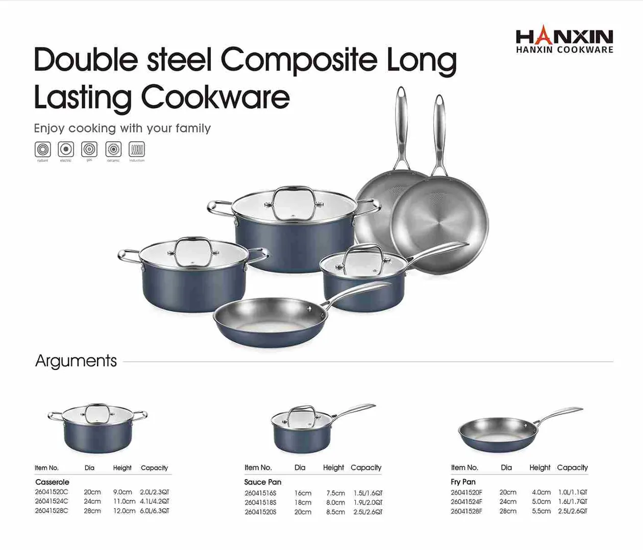 Aluminum-304 Stainless Steel Composite Non-Stick Cookware Set