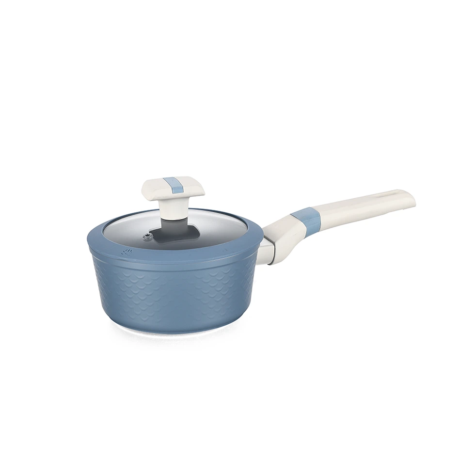 Patent Design Mermaid Blue Color Forged Aluminum Non-Stick Cookware Set