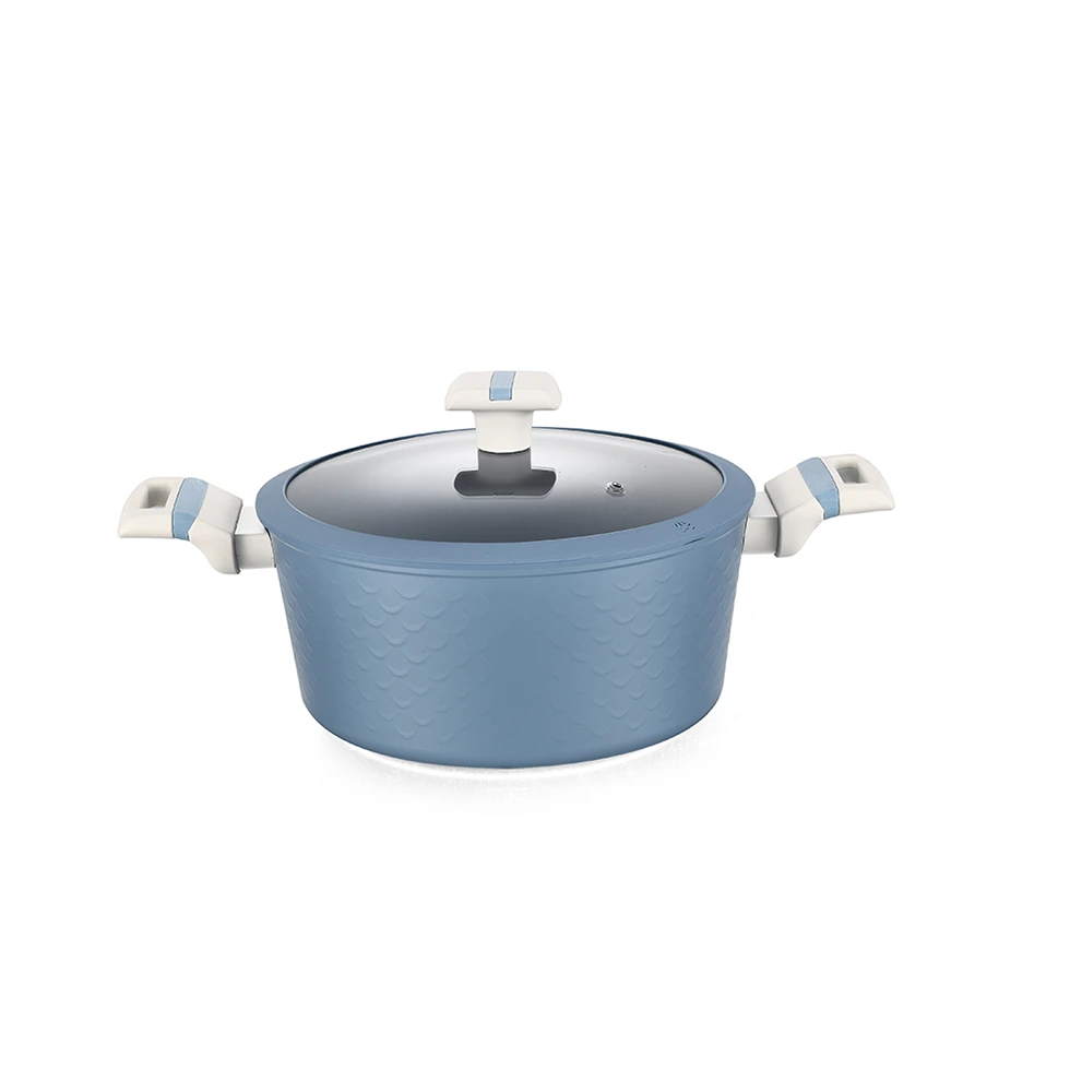 Patent Design Mermaid Blue Color Forged Aluminum Non-Stick Cookware Set